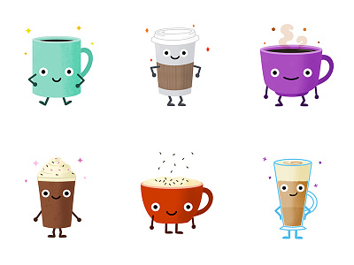 Coffee Avatars avatar caffeine character coffee drink illustration latte mug paper cup