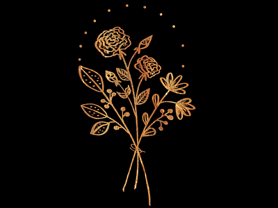 Golden flowers botanical doodle flowers procreate