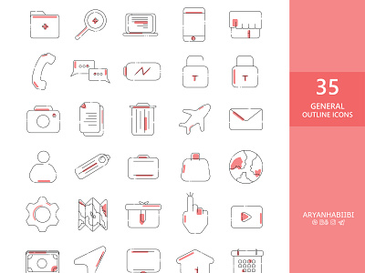 General Outline Icons-Aryanhabiibi design icon outline ux vector