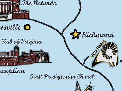 Virginia Represent. black blue illustration map organic red vcu virginia white yellow