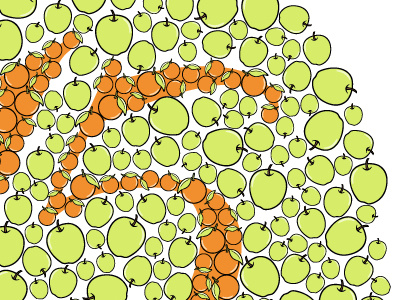Fruity Table Numbers apples black fruit green illustration number orange oranges