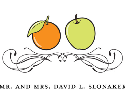 Apples & Oranges gettin' hitched apple flourish fruit green illustration orange