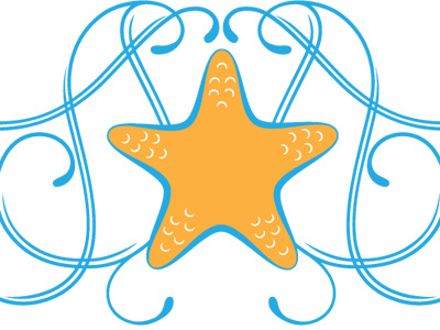 A star is born... blue invitation orange star starfish swirl