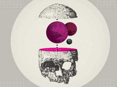 Skull Print color geometry grid pink screenprint skeleton skull