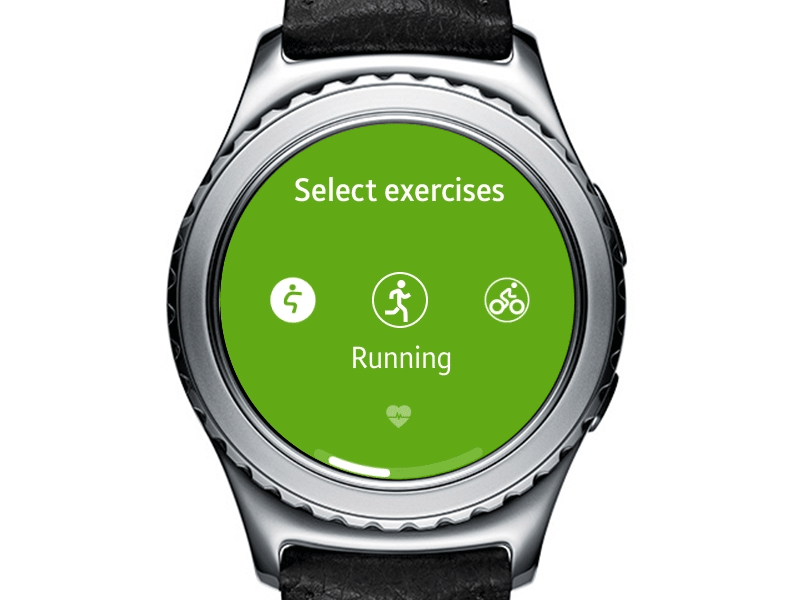 Select exercises animation healthapp interaction interactiondesign samsung smartwatch watch interactions