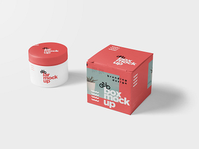 Cream Jar and Box Mockup