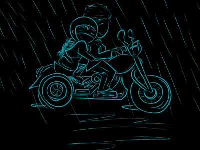 A Rainy Day adobe draw bike ride dark design drawing graphic design illustration rainy day royal enfield vector