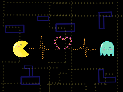 Pacman's Love story autodesk sketchbook cute drawing gaming graphic design illustration life love pacman ui vector video games