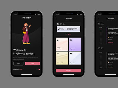 Psychology app app booking calendar design doctor hospital medical mobile mobile app psych psychics psychology time ui ux