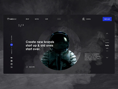 redesign | webland site astronaut company branding design home icon index it land logo redisign slider space space man ui ux web website