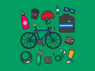 Bicycle Essentials bicycle earpod helmet item line rapha sunblock sunglasses wallet watch