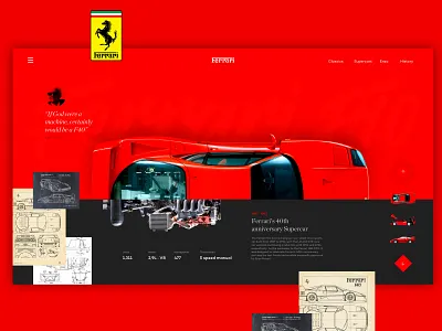 Ferrari F40 landing page ferrari interaction design landing page ui ui design user experience user interface ux ux design web design website