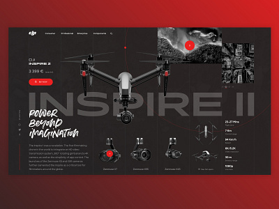 Dji Inspire 2 Concept landing page design drones interaction design landing page ui ui design user experience user interface ux ux design web design website