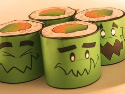 Nori Sushi Stackers art toy character design expressions kaiju paper craft sushi toy