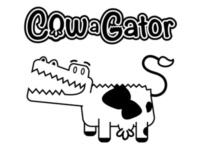 Cowagator Logo alligator animal cartoon character concept cow cute logo mixed