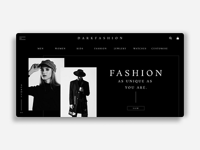 DARK FASHION black and white branding dailyui dark dark theme dark ui fashion fashion brand uidesign web web design website website concept