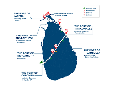 Srilankan map route app art branding design flat ui web website