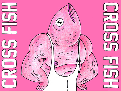 CrossFish colored pencil crossfit fish hand drawn illustration photoshop
