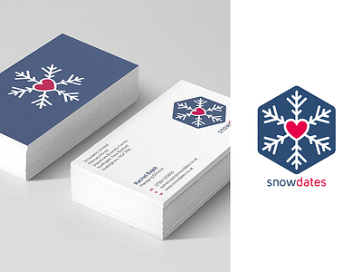 Snowdates branding business card hexagon ice logo snow stationery water