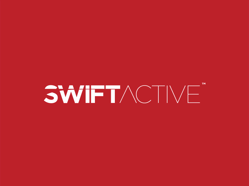 Swift Active Supplements branding logo mockup pattern protein red supplement tub whey