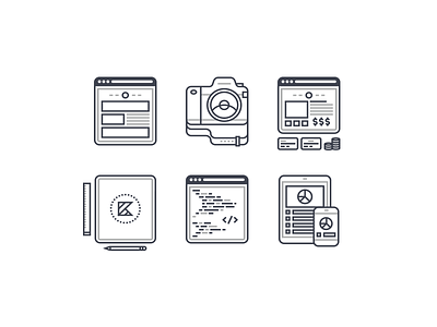 Service icons app branding code design ecommerce icons line photography web