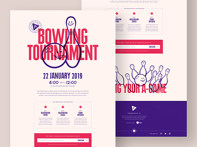 Bowling Tournament bowling bowling ball bowling pin branding design illustration landing page purple red tournament web