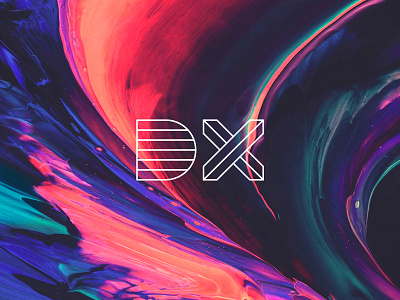 DX branding d design lava logo mark outline paint purple space x