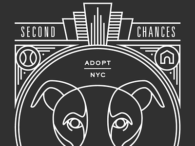 Shirt Design adopt art deco design dog mono line nyc pitbull shirt