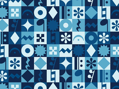 Music Pattern blue geometric jazz monochromatic music note pattern shapes