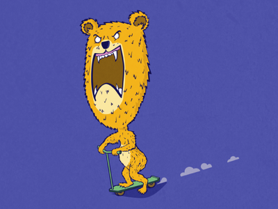 Bearly There angry animal bear cartoon character illustration illustrator illustrator cc mascot scooter vector vector art wildlife
