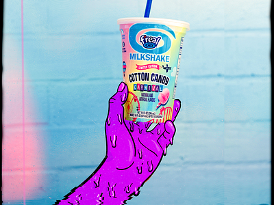 Milkshake Grime - Cotton Candy cotton candy grime grime art hand illustration illustrator liquid milkshake purple social media vector