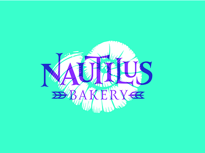 Nautilus Bakery Logo bakery concept first draft logo nautilus overprint shell typography underwater