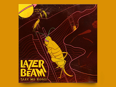 Lazer Beam - Take Me Home - Cover Art album art band art bugs cover art desert drawing futuristic grasshopper grunge illustration loctus procreate sci fi