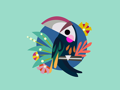 colorful bird design flat illustration vector