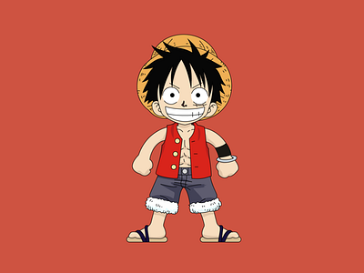 Luffy, One Piece anime cartoon cartoon character colorful design illustration illustrator luffy manga one piece red redesign vector