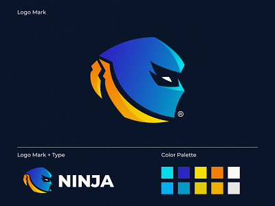Ninja Logo adobe illustrator app brand brand identity brand illustration branding design esports gaming gradient graphic icon logo mascot ninja ui ux vector web website