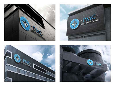 PMC Land Surveying Logo branding design flat graphic design icon illustration logo marketing campaign minimal typography vector web website