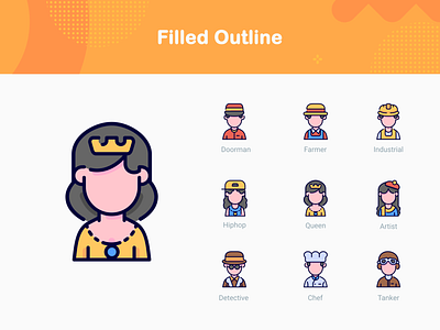 Avatars - filled outline style