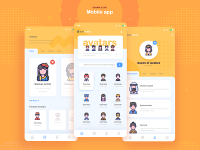 Mobile app - example use : avatars iconset