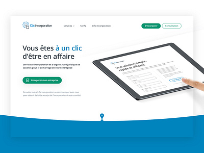 ClicIncorporation: Your business success is one click away. app branding clean design flat homepage design icon illustration landing page law firm lawyers layout minimal montreal startup ux vector web website
