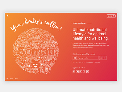 Somati - Launch page animation app clean design illustration minimal typography vector web website