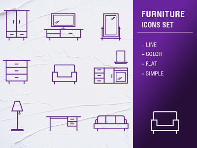 Furniture Icons Set ecomerce flat furniture icon icons icons set linear vector