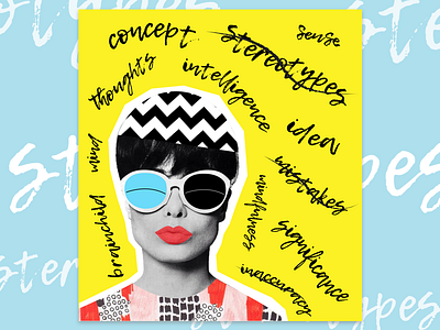 Poster "Stereotypes" design girl pattern poster poster design sixties typography