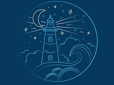 Lighthouse Illustration flat illustration lighthouse linear print design vector