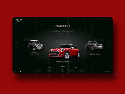 Mini Cooper Site Concept - Timeline Shot branding car cars concept dark dark ui design interface ui ux