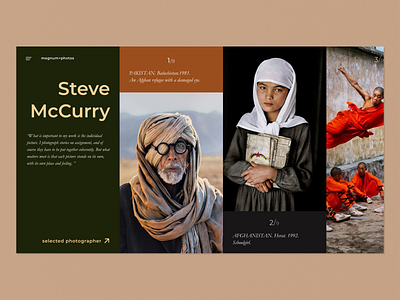 Steve McCurry photographer - First Shot concept design figma figmadesign interface magnum magnumphotos photographer photos typography ui ux