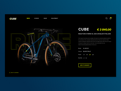 Product Page - Cube Bicycle bicycle bike bike ride concept dark dark ui design figma interface ui ux web