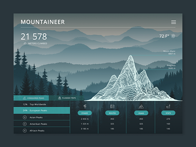 Mountaineer App - Concept -First Shot app climb climber concept design figma icon illustration interface mountains ui ux vector