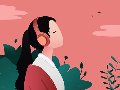 girl listen music design illustration vector