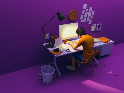 Graphic Designer Office 3d 3dsmax cartoon illustration ui